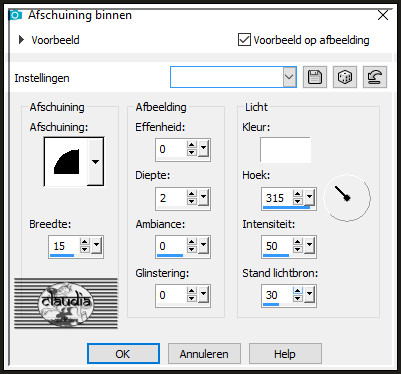 Effecten - 3D-Effecten - Afschuining binnen